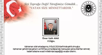 Milli Savunma Bakanlığı Acı Haberi Verdi: 1 Askerimiz Şehit Oldu