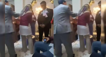 Nişan töreninde herkesi şok eden görüntüler! Ne yapıyor bu adam?
