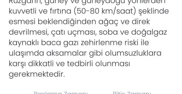 Denizli'de Kuvvetli Rüzgar ve Fırtına Uyarısı