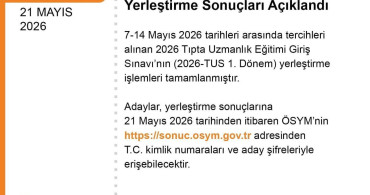 2026-TUS 1. Dönem Yerleştirme Sonuçları Açıklandı