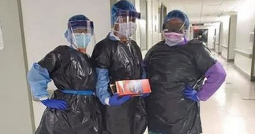ABD'de Sağlık Personelleri Çöp Poşetlerinden Önlük Giyiyor