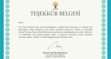 AK Parti'den 11,5 milyon üyesine Cumhurbaşkanı Erdoğan imzalı teşekkür belgesi