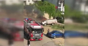 Alanya'da park halindeki kamyonette yangın çıktı