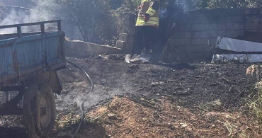 Altınözü'nde bahçedeki yangın römorka sıçradı