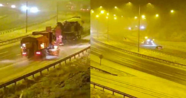 Anadolu Otoyolu beyaza büründü: Kar kalınlığı 10 cm oldu