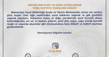 Ankara'da Kuvvetli Yağış Uyarısı