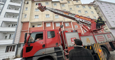 Ardahan'da İtfaiye Ekipleri Çatıda Mahsur Kalan Bir Kediyi Kurtardı