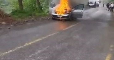 Artvin'de Yanarak Kül Olan Otomobil