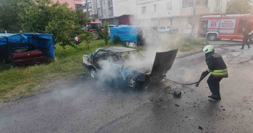 Bafra'daki Kaportacı Dükkanında Yangın
