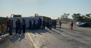 Balıkesir'de korkutan kaza! Midibüsün devrilmesi sonucu çok sayıda yaralılar var