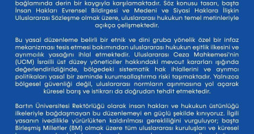 Bartın Üniversitesi'nden İsrail'in İdam Cezası Düzenlemesine Tepki