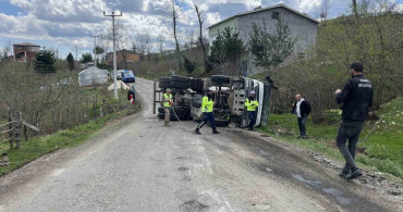 Beton Mikseri Devrildi, 1 Kişi Yaralandı