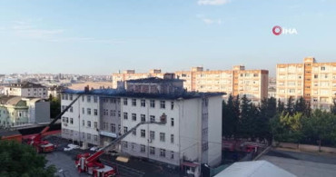 Beylikdüzü'nde 4 katlı okulda çıkan yangın havadan görüntülendi