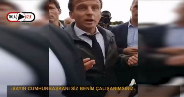 Bir Grup Protestocu Macron'la Tartışmaya Girdi