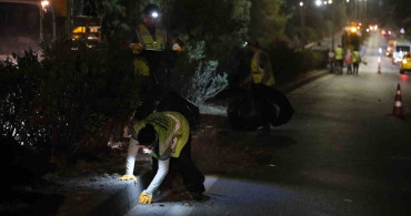 Bodrum Belediyesi ekipleri Emin Anter Bulvarı'nda gece mesaisi yaptı
