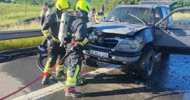 Bolu'da TEM Otoyolu'nda cipte yangın paniği