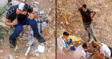 Boş Arazide Kimseye Aldırmadan Uyuşturucu Kullandılar