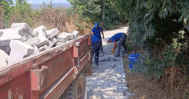 Bozdoğan Belediyesi'nden Yazıkent'te parke taşı çalışması