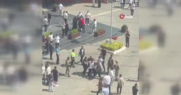 Bursa Uluyol Adliyesi önünde kargaşa: kavga güvenlik kamerasında