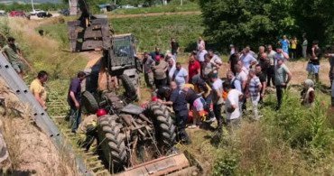 Bursa'da Kontrolden Çıkan Traktör Köprüden Düştü