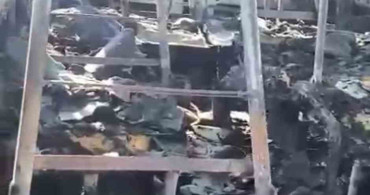 Ceylanpınar'da Park Halindeki Minibüs Yangını