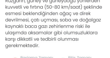 Denizli'de Kuvvetli Rüzgar ve Fırtına Uyarısı