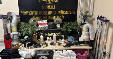 Denizli'de silah ve kenevir yetiştirme ekipmanları ele geçirildi