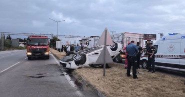 Dörtyol'da takla atan otomobilin sürücüsü yaralandı