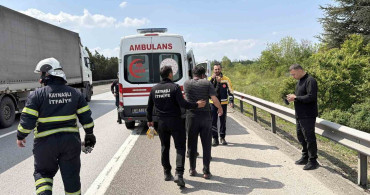 Düzce'de Cam Yüklü Tırda Yangın Paniği