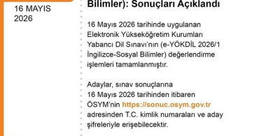e-YÖKDİL 2026/1 Sonuçları Açıklandı