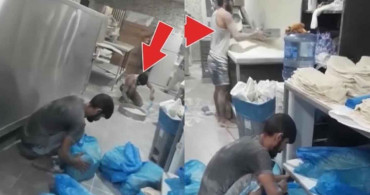 Edirne’den skandal görüntüler: Fırında yere dökülen unları kürekle toplayıp lavaş yaptı!