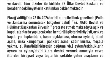 Elazığ'da 14 günlük eylem yasağı