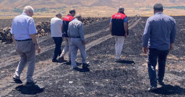 Elazığ’da çıkan yangında 70 dönümlük ekili alanda hasar tespit çalışmaları yapıldı