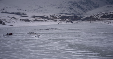 Erzurum'daki Demirdöven Barajı Buzla Kaplandı
