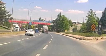 Eskişehir'de tankerin lastiği patladı: o anlar kamerada