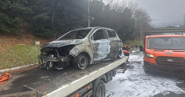 Fatih Sultan Mehmet Köprüsü'nde Yangın: Bir Araç Küle Döndü