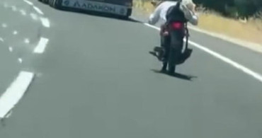 Gaziantep'te tehlikeli motosiklet yolculuğu dikkat çekti