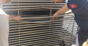 Havalandırma boşluğuna sıkışan kedi başarılı bir operasyonla kurtarıldı