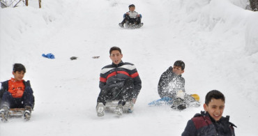 Hizan'da Kar Eğlencesi: Çocuklar Kızaklarla Kaydı