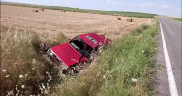 İpsala'da şarampole uçan otomobilin sürücüsü yaralandı