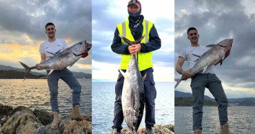 İzmir kıyılarında dev mavi yüzgeçli orkinos yakalandı