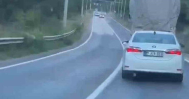 Karabük-Yenice kara yolunda tehlikeli sollamalar kamerada
