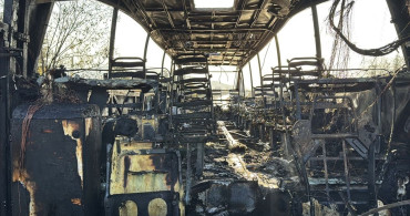 Karabük'te Seyir Halindeyken Otobüs Yangını
