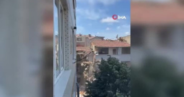Kentsel dönüşüm projesinde yıkım sonrası yan bina hasar gördü