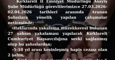 Kırklareli'de 8 Aranan Şahıs Yakalandı