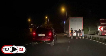 Kocaeli'de Tır Arkasında Tehlikeli Paten Yolculuğu