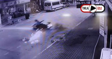 Kontrolden Çıkan Motosiklet Savruldu! Ölümden Son Anda Kurtuldular
