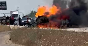 Kozan'da seyir halindeki otomobilde yangın çıktı