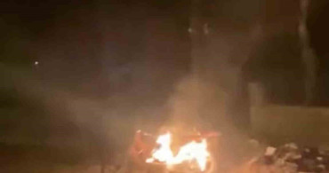 Mardin'de Park Halindeki Motosiklet Yangını