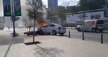 Mecidiyeköy'de Benzin Sızıntısı Olan Araç Yangın Çıkardı